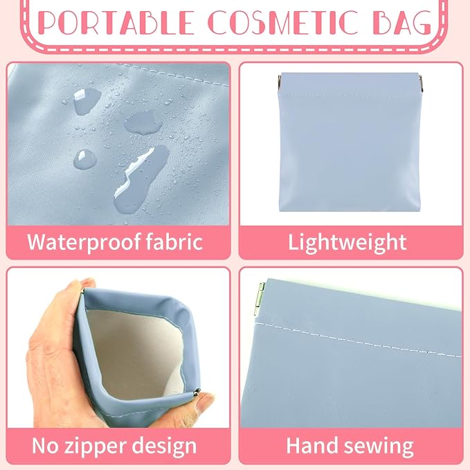 AUGSUN 6PCS Makeup Bag Organizer, Aesthetic Hair Tie Organizer,Lipstick Bag, Elastic Storage Bag, Travel Makeup Pouch（Macaron）