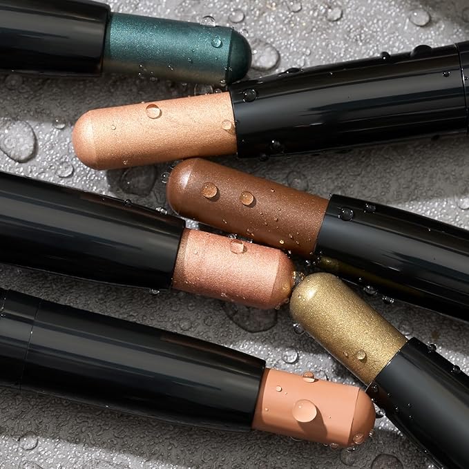 Julep Eyeshadow 101 Crème-to-Powder Waterproof Eyeshadow Stick Duo – Long-Lasting, Crease-Proof, Easy Apply with Built-in Smudger - Champagne Shimmer and Pearl Shimmer