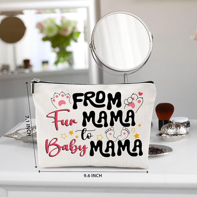 Mom to Be Gift Makeup Bag, Expecting Mom Gifts Cosmetic Bag, Funny Organizer Zipper Pouch, Pregnancy Gifts for First Time Moms Women New Mama Mummy Friends Mothers Day