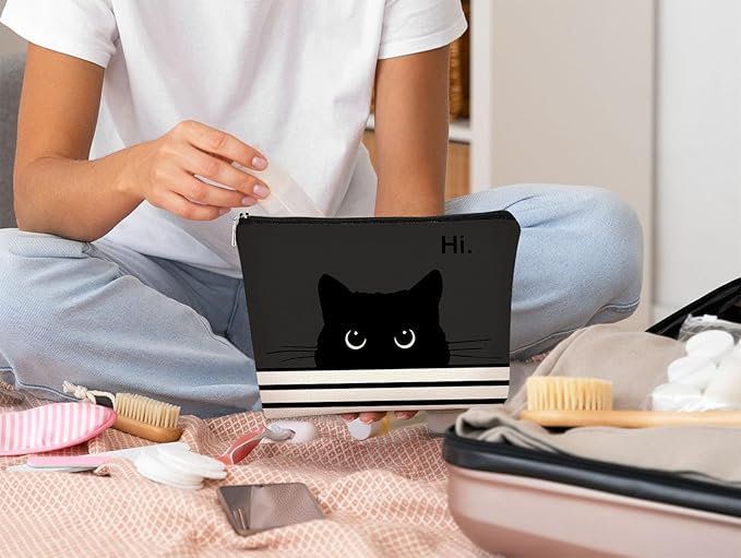 Cat Makeup Bag,Cat Gifts，Black Cat Purse,Gifts For Cat Lovers,Small Cute Makeup Bag Cosmetic Bag For Women Teen Girls,Birthday Gift,Cat Owners Gifts,Cat Lady Gifts For Women(Black)