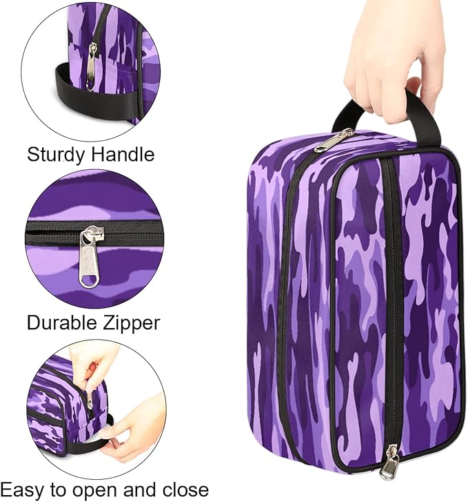 Pardick Travel Toiletry Bag for Women Men Purple Camouflage Camo Organizer Cosmetic Makeup Bag Lightweight Waterproof Shaving Bag Dopp Kit Large Capacity for Toiletries and Shaving Accessories
