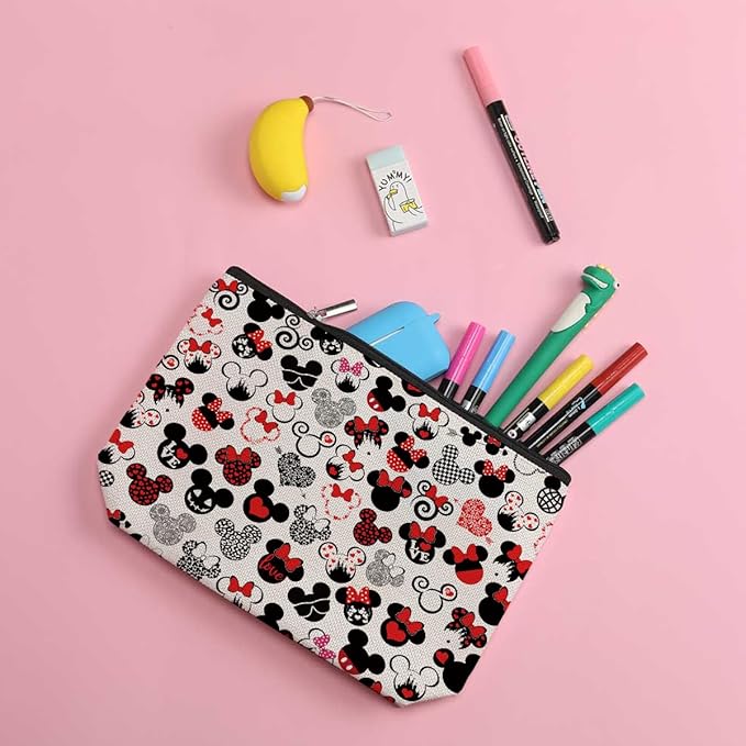 Cute Cartoon Mouse Makeup Bag Animal Lovers Gifts for Women Female Her Teen Daughter Cousin Best Friend Bestie BFF Magic Mouse Stuff Cosmetic Bag Wizard Gifts Mothers Nurse Day Graduation Birthday