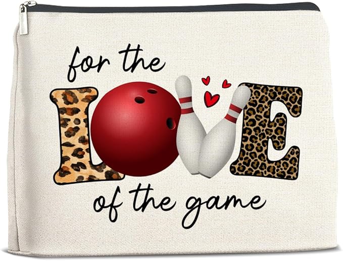 Bowling Gifts Makeup Bag Bowling Team Gifts for Women Coach Cosmetic Bag Bowling Zipper Makeup Pouch Gift, polychrome