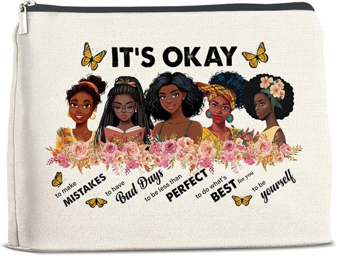 Inspirational Black Women Gifts Makeup Bag, Motivational Gifts for Black Women Girl African American, Zipper Makeup Pouch