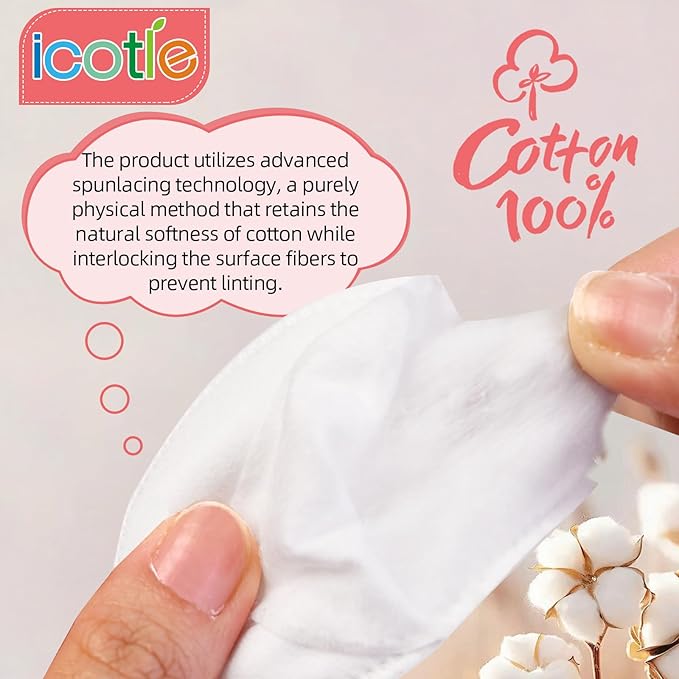 Oval Cotton Pads (100 Count) Ultra-Soft Cotton Ovals 100% Cotton Spunlace Purely Physical Technology, Large Makeup Remover Pads Facial Cotton Pads for Makeup Removal, Cleansing, Toner Application
