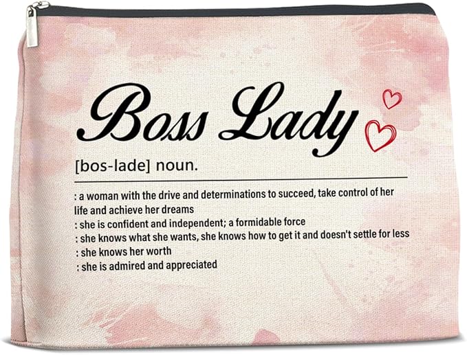 Boss Lady Makeup Bag - Appreciation Gift for Women Leader Mentor - Definition Zipper Pouch