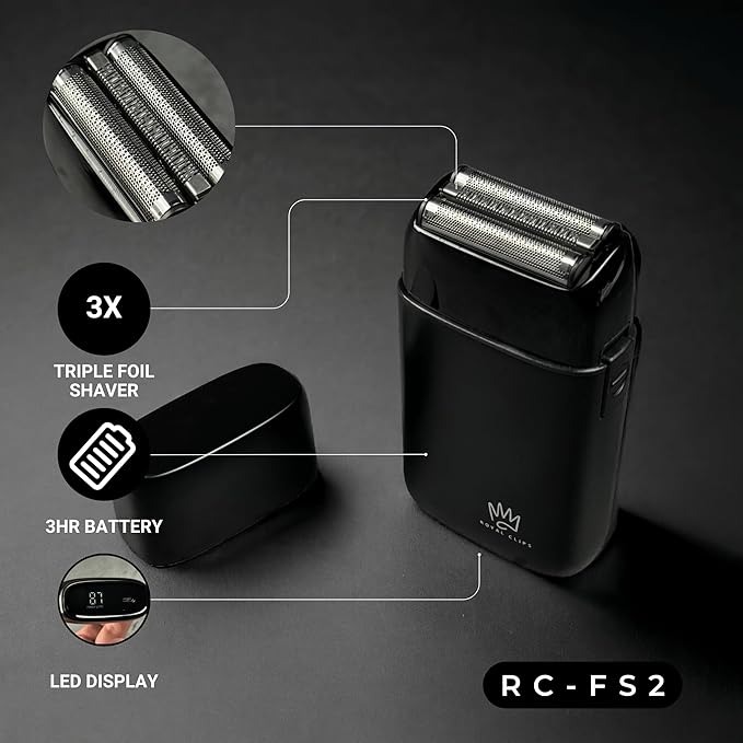 Royal Clips Hair and Beard Fade Kit 2.0 – Professional Clipper, Trimmer & Foil Shaver Bundle for Men, Complete Haircut Set for Barbers – Ideal Holiday Gift for Men, Fathers, Brothers & Barbers - Black