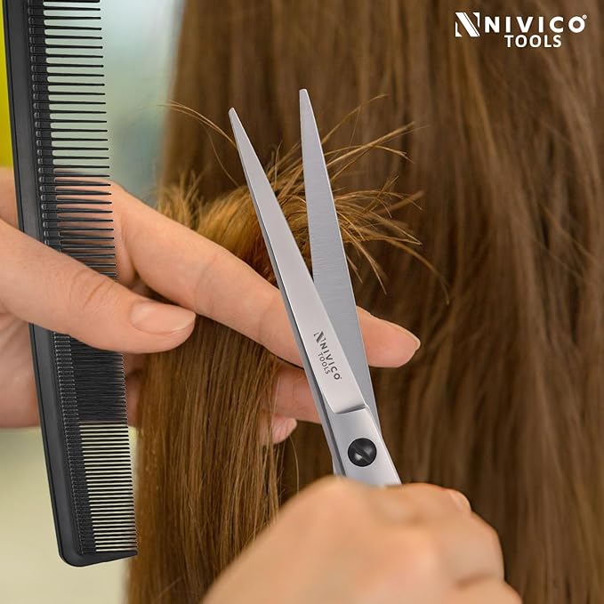 Professional 6.5” Hair Cutting Scissor with Comb– Sharp and Hairdressing Scissors Barber Shears Stainless Steel Hair Cutting Shears for Men & Women Precision Blades for Salon with Adjustment Screw