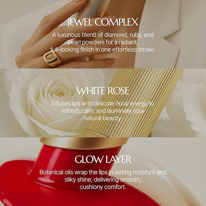 PARIS ROUGE de BIJOU Jewel Shine Lipstick – 274 ROSEA | Rosy Pink-Beige, Glossy Shine, Comfortable Hydration, Jewel Complex with Diamond • Ruby • Pearl Powders