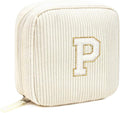 LETGO Birthday Gifts for Women Small Personalized Initial Monogram Makeup Bag,Preppy Corduroy Makeup Bags Travel Toiletry Bag Cute Pouch Purse for Her Mom Girlfriend Wife Sister Teacher Bridesmaid