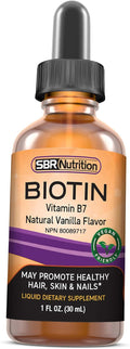 SBR Nutrition Biotin Liquid Drops, 5000mcg per Serving (60) 1.0Fl.oz (30ml) Vanilla