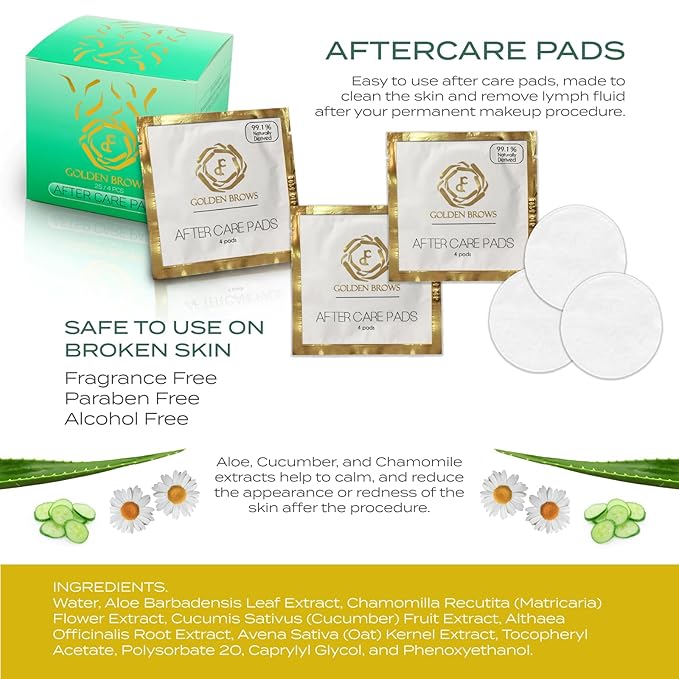 Golden Brows Premium After Care Cotton Pads | Fragrance Free Plant-Based Rounds for Face & Skin | Gentle Makeup Remover Wipes & Post-Procedure Care Essentials – 25 Pack