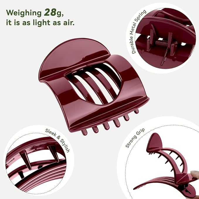 6pcs Flat Claw Clip - Strong Hold Flat Claw Clips for Women Girls, No Slip Hair Claw Clips for Thick Hair Styling Accessories