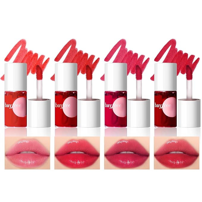 bayfree Lip Tint Stain, Long Lasting Korean Lip Stain Set, Non-sticky Waterproof Lightweight Lip and Cheek Tint, Moisturizing High Pigment Water Tint, Matte Finish Lip Tint