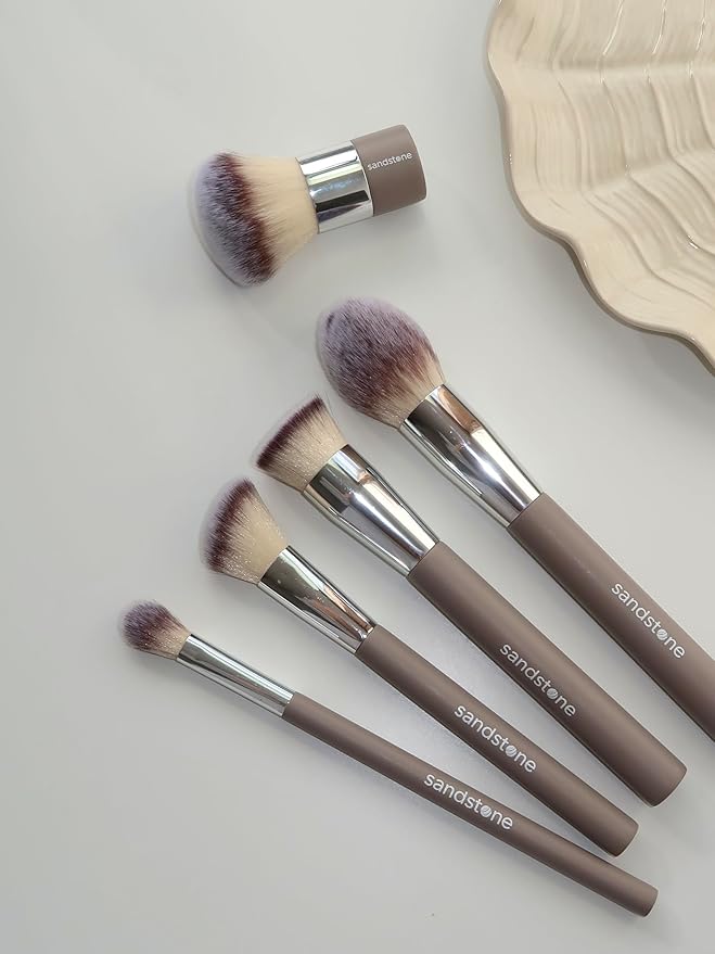 Sandstone Scandinavia Soft Collection Makeup Brush - Professional Premium Flat top Foundation brush for applying and blending liquid foundation. Ultra soft bristles. Vegan brush for all skin types