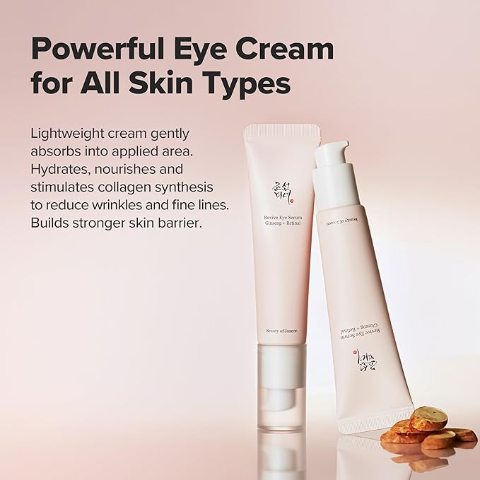 Beauty of Joseon Revive Eye Serum with Retinal Niacinamide Correction for Puffy Eye Bags Fine Lines Dark Circles Wrinkles, Korean Skin Care 30ml, 1 fl.oz
