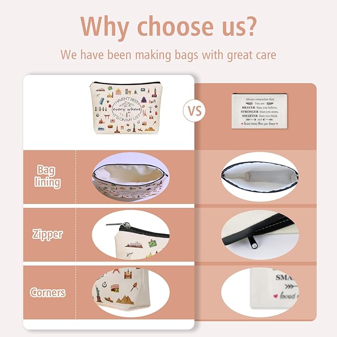 World Travel Gifts Makeup Bag Gift: Cute Cosmetic Bag I Haven't Been Everywhere But It's on My List For Teen Girl & Women Travellers.Ideal Trip Gift Cosmetic Bag For Travel, Birthdays.