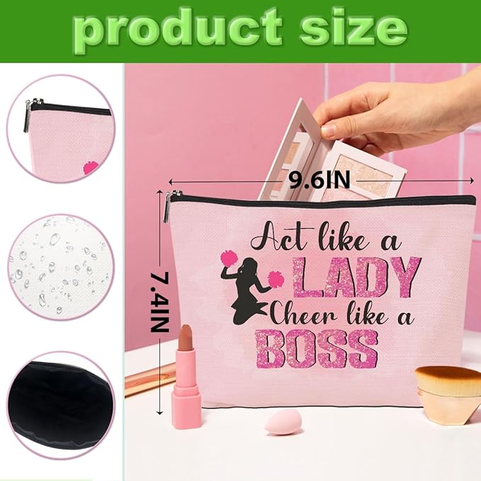 Cheerleader Gifts, 6 Pcs Cheer Makeup Bag Cheer Gifts Cheer Stuff Cosmetic Bag Cheerleading Gifts for Women Girls Sisters Teammates Travel Toiletry Bag, Graduation Birthday Gifts Cheer Team Gifts