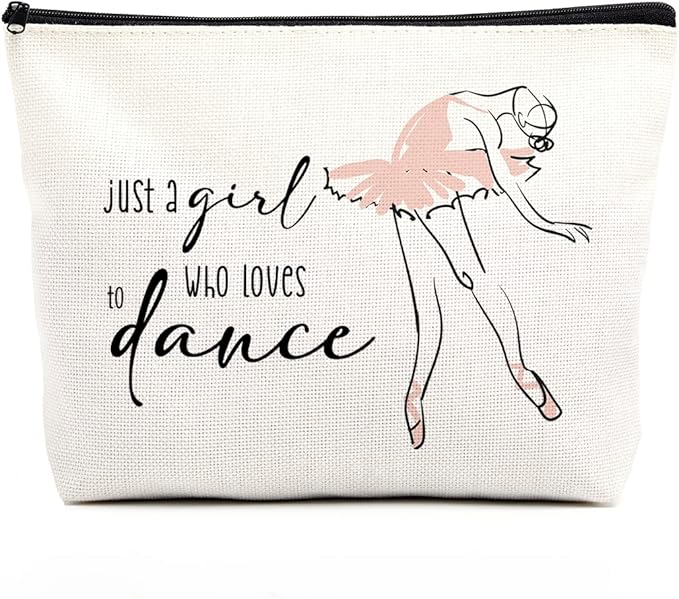 fkovcdy Dance Bag Ballet Ballerina Makeup Bag Elegant Dancer Gifts Inspirational Recital Gifts for Women Teen Girls Ballet Lovers Dancing Girls Dance Teacher Daughter Just A Girl Who Loves Dance
