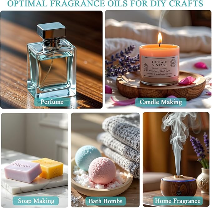 Clean Home Fragrance Essential Oil Set - Forest Pine, Fresh Cut Grass, Fresh Cotton, Ocean Breeze, Orange, Amber 6x10ML for Diffusers, Aromatherapy, Massage, Perfume, Soap Making and Candle