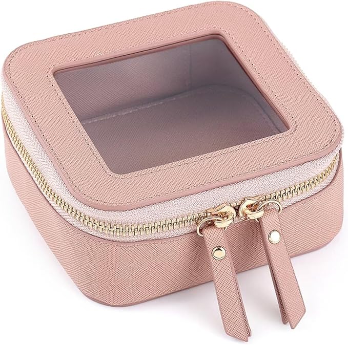 Small Clear Makeup Bag Travel Cosmetic Case, Portable Make Up Organizer Traveling Compact Car Bag for Essentials Transparent Toiletry Bag with Zipper
