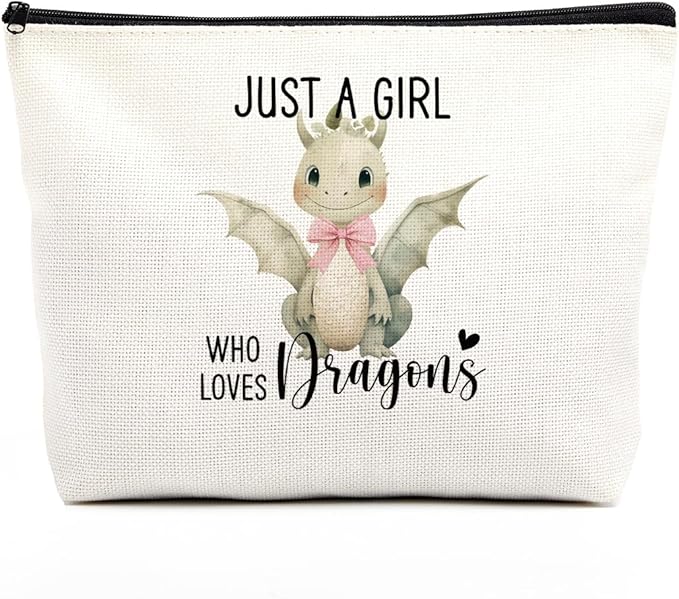 Dragon Makeup Bag for Girls, Cute Dragon Gift for Women, Gifts for Dragons Lovers,Small Dragon Lover Travel Cosmetic Bag Zipper Pouch for Daughter granddaughter,Cool Dragons Lovers Gifts for Birthday
