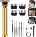 Hair Clippers for Men, Hair Trimmer T Blade Trimmer Zero Gapped Trimmer, Cordless Rechargeable Beard Trimmer Shaver Hair Cutting Kit with Ear Spoon Tool Set (Gold)