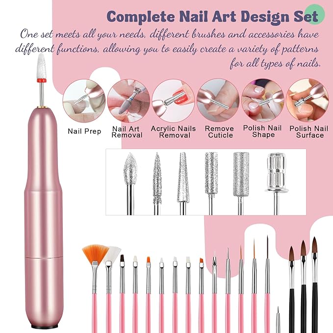 Acrylic Nail Kit, Acrylic Nail Set with Drill and UV Light,Professional Colored Acrylic Nail Powder Nail Starter Kit Decoration Tools with Everything for Beginners Full Acrylic Nail Supplies
