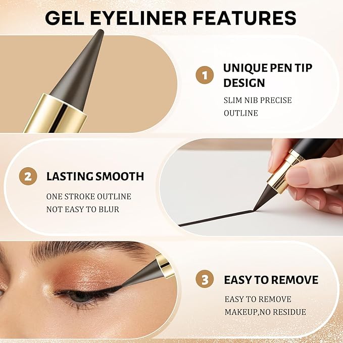 EverGlider Silver Gel Eyeliner Pencil, Waterproof Metallic Eye Liner Crayon for Highlighting & Bold Eye Looks, Creamy Long-Lasting Silvers Makeup Stick for Party & Costume Makeup (01# Silver)