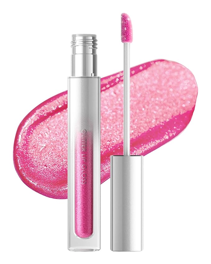 Diamond Rose Pink Lip Gloss,Matte Metallic Shimmer Non-Stick Lipgloss,Long-Lasting Waterproof Smudge Proof Liquid Lipstick,Sparkle Lip Tint Stain,Thanksgiving Lipcolor Makeup Gift for Women Girl-03