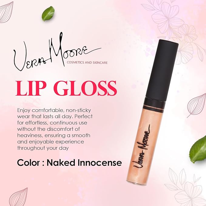 Lip Gloss, Moisturizing Lip Color with Shimmer for Long Lasting Shine, Lightweight Lip Stain, Non-Sticky Lip Gloss with Aloe Vera, W/Vitamin C, E (Naked Innocense)