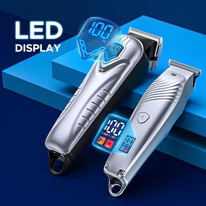 Chicclly Hair Clippers for Men&Women Professional, Low Noise Cordless Hair Cutting Kit with 10 Color Combs, LED Display, Men Gifts, 5H Beard Trimmer Barber Hair Clippers Set with Scissors,Cape (Kit)
