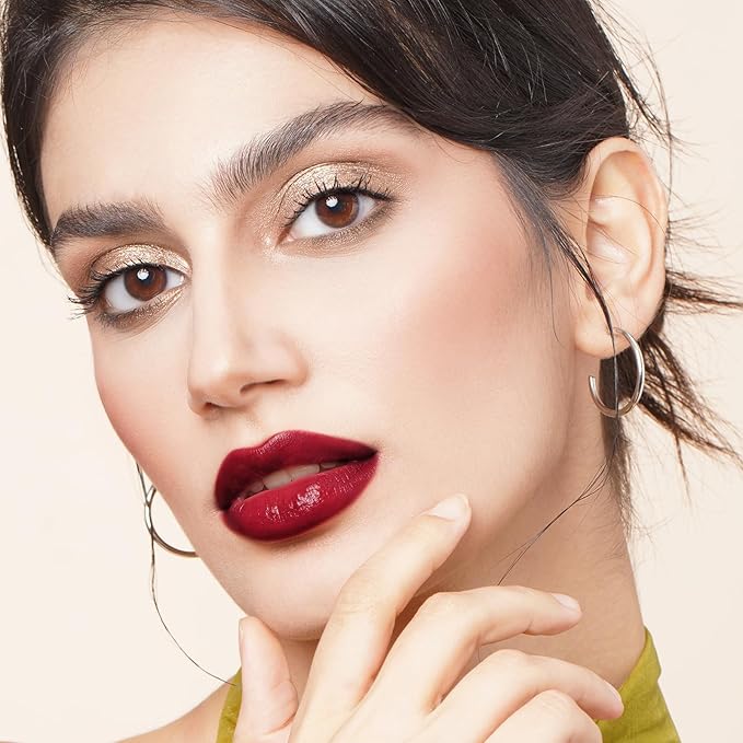 Oulac Color Rich Satin Lipstick - Burgundy Red Full Coverage Lip Color, Creamy Silky-Smooth, Moisturizing, Satin Matte Finish, Infused With Shea Butter, Vegan & Clean Beauty, 4g, SG13 Burgundy
