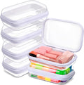 Sanwuta 6 Pcs Clear Hard Zipper Case Hard Plastic Zipper Pouches Makeup Bag Pencil Pouches Transparent Cases for Snacks Plastic Storage Organizer Box for Travel(White,5 x 3 x 2 Inch)