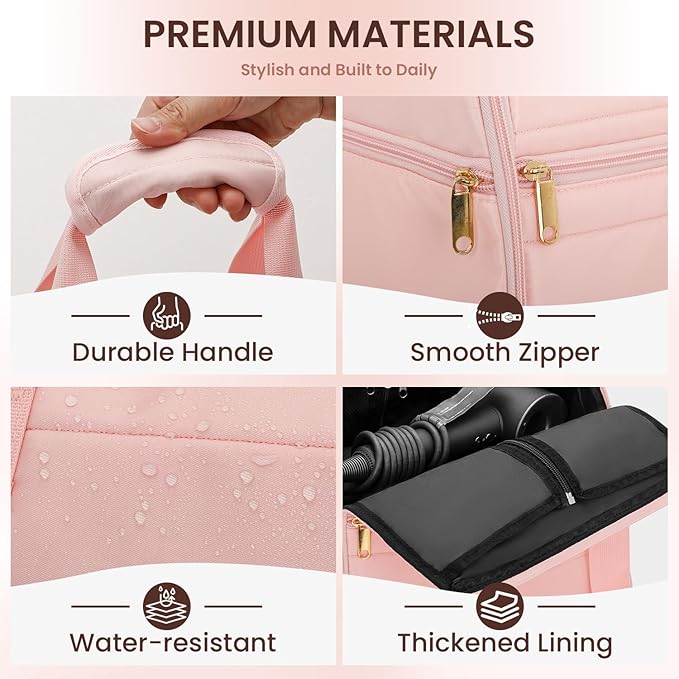 Wig Storage Bag Holds 3 Wigs Hair Tools Travel Bag Full-Open Breathable Organizer Case for Clips, Hair Dryer, Flat Curling Iron Brushes,Cosmetic Toiletry Tote Christmas Gift for Women Stylist
