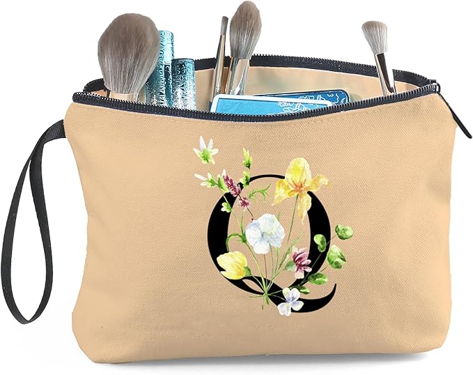Birthday Thank You Appreciation Monogrammed Gifts for Mom Aunt Teacher Sister Friend Coworkers Bride Bridesmaid Makeup Cosmetic Bag with Mirror Mothers Day Christmas Graduation Q