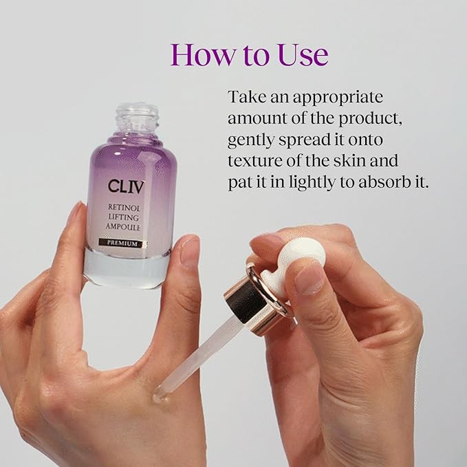 CLIV Retinol Lifting Ampoule, Korean Skincare with 85% Collagen Solution, Retinol, Peptides & Fermented Botanical Complex for Skin Texture and Moisture Support, ballon serum 1.01 fl oz