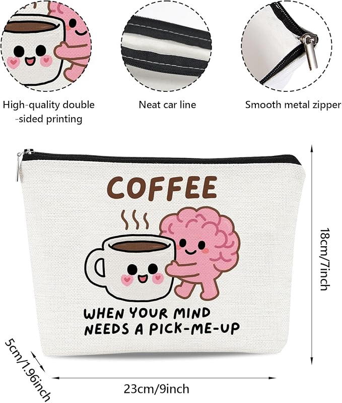 Coffee Gifts Makeup Bag Coffee Lover Gift Cosmetic Bag for Women Zipper Pouch Travel Toiletry Gifts for Birthday Christmas