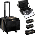 OCHEAL Rolling Makeup Train Case, 18" Carry On Travel Cosmetic Organizer Suitcase,Extra Large Trolley Makeup Storage Case On Wheels,3 Layers with 3pcs Traveling Bags for Hairstylist Cosmetology Artist