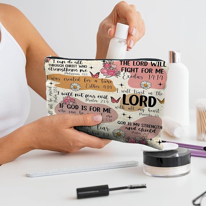 Bible Verse Scripture Christian Makeup Bag, Bible Study Supplies for Women, Faith Gifts, Religious Accessories