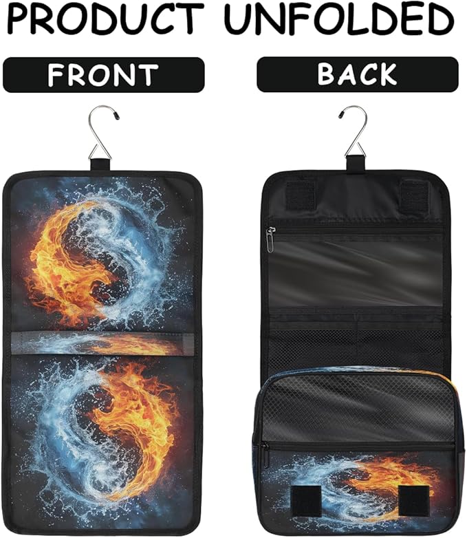 Travel Toiletry Bag for Women & Men Space Water Fire Hanging Cosmetic Organizer Portable Waterproof Makeup Case Make Up Bag with Compartments Travel Essentials for Bathroom Shower