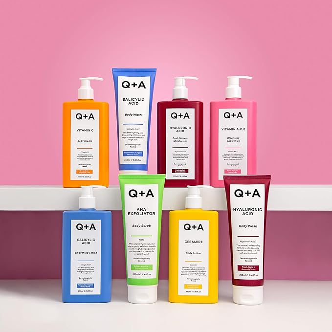 Q+A Vitamin C Body Cream (250ml), Hydrating and Brightening Body Moisturizer for Dry Skin with Shea Butter and Ginger Root Extract, Evens Skin Tone and Boosts Radiance, Natural Skincare