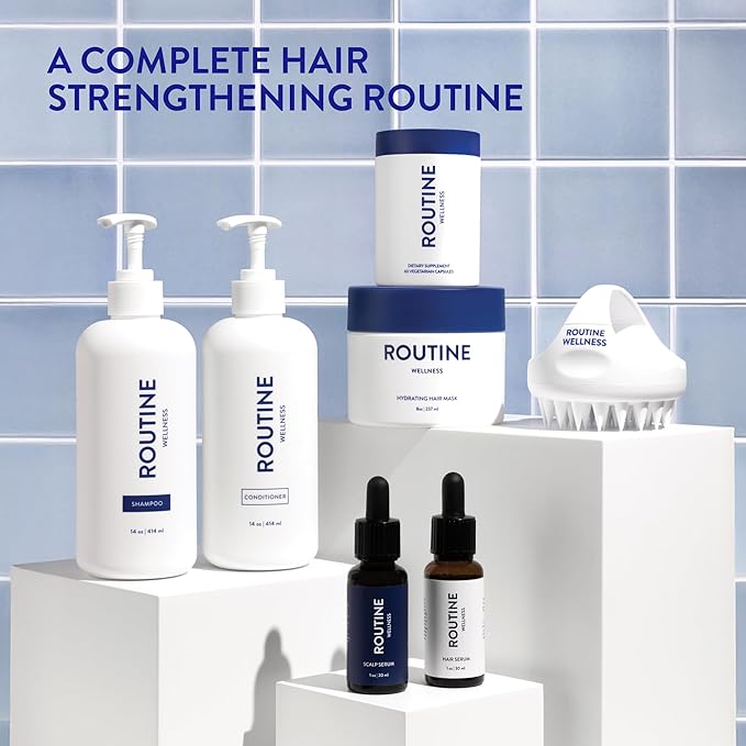 Routine Wellness Anti-Thinning Shampoo for Thinning Hair - Biotin DHT Blocker Women & Men - Color Safe Shampoo for Hair Loss & Healthy Hair - Rose Hips - 14oz