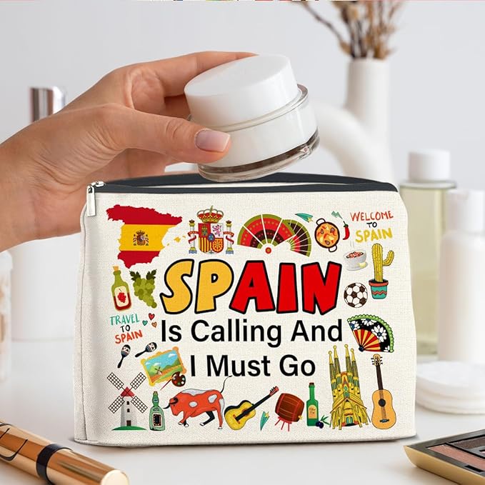 Spain Travel Gifts Makeup Bag - Spain Lover Cosmetic Bag Zipper Pouch