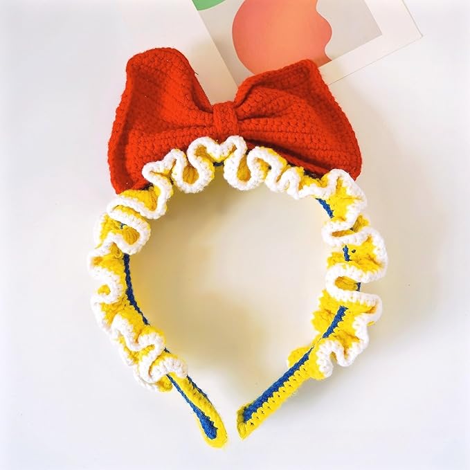 Crochet Knitting Hair-barrettes for Girls/Daughter, Gift for Her Birthday, Finished Handmade Wool Bow Knitted Red Bow