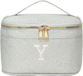 EURYNOME Makeup Bag with Custom Letter Y, Water-Resistant Travel Organizer Pouch, (8.3x5.1x5.1 Inch) Cosmetic Case for Women