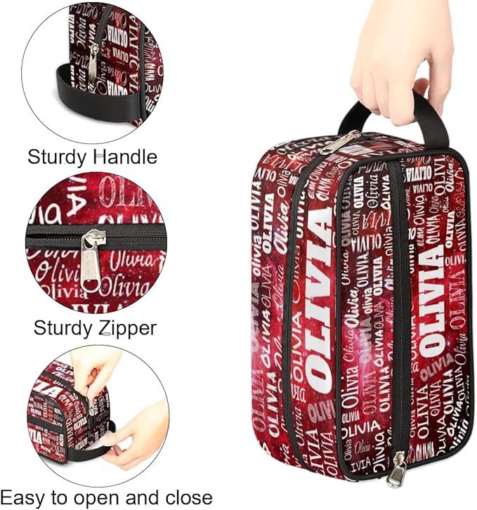 Personalized Makeup Bag with Name, Travel Cosmetic Bag for Women, Friends, Mother's Day, Bridesmaid, Bride, Wedding, Graduation, Red Galaxy Universe