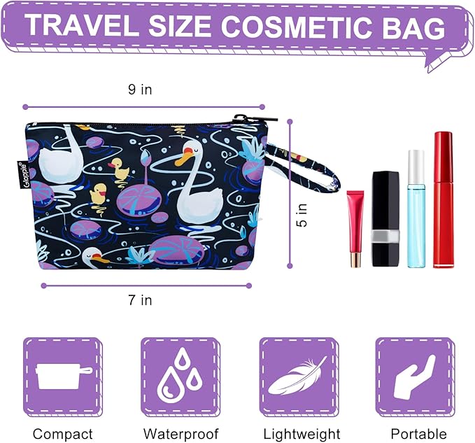 Gloppie Makeup Bag Cute Sunscreen Bag Travel Cosmetic Bag Must Have Purse Essentials Swans