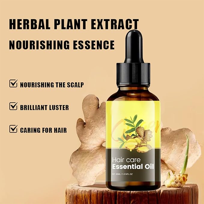 Ginger Essential Oil with Natural Ginger Extract,Hair Essence Oil for Frizzy & Dry, Hydration and Nutrition, Hair Styling serum for Damaged Hair & Split Ends 1.06 oz