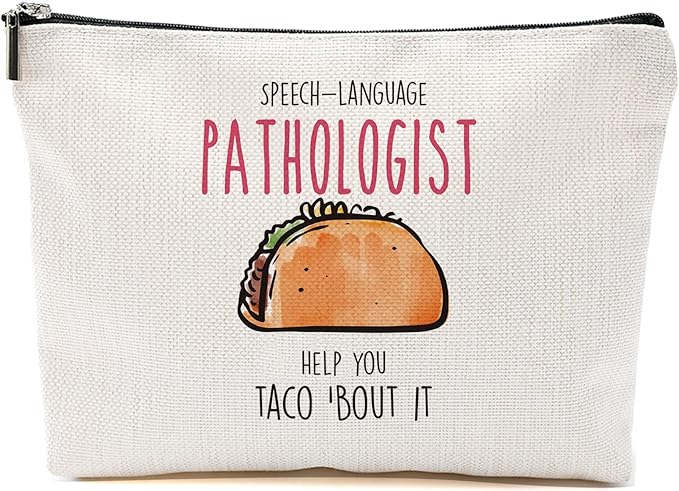 Speech Therapy Gifts For Speech Language Pathologist, Speech Therapist Gift for Women, Speech Therapist Appreciation Makeup Bag, Therapist Cosmetic Bag - Speech Language Pathologist Help Taco